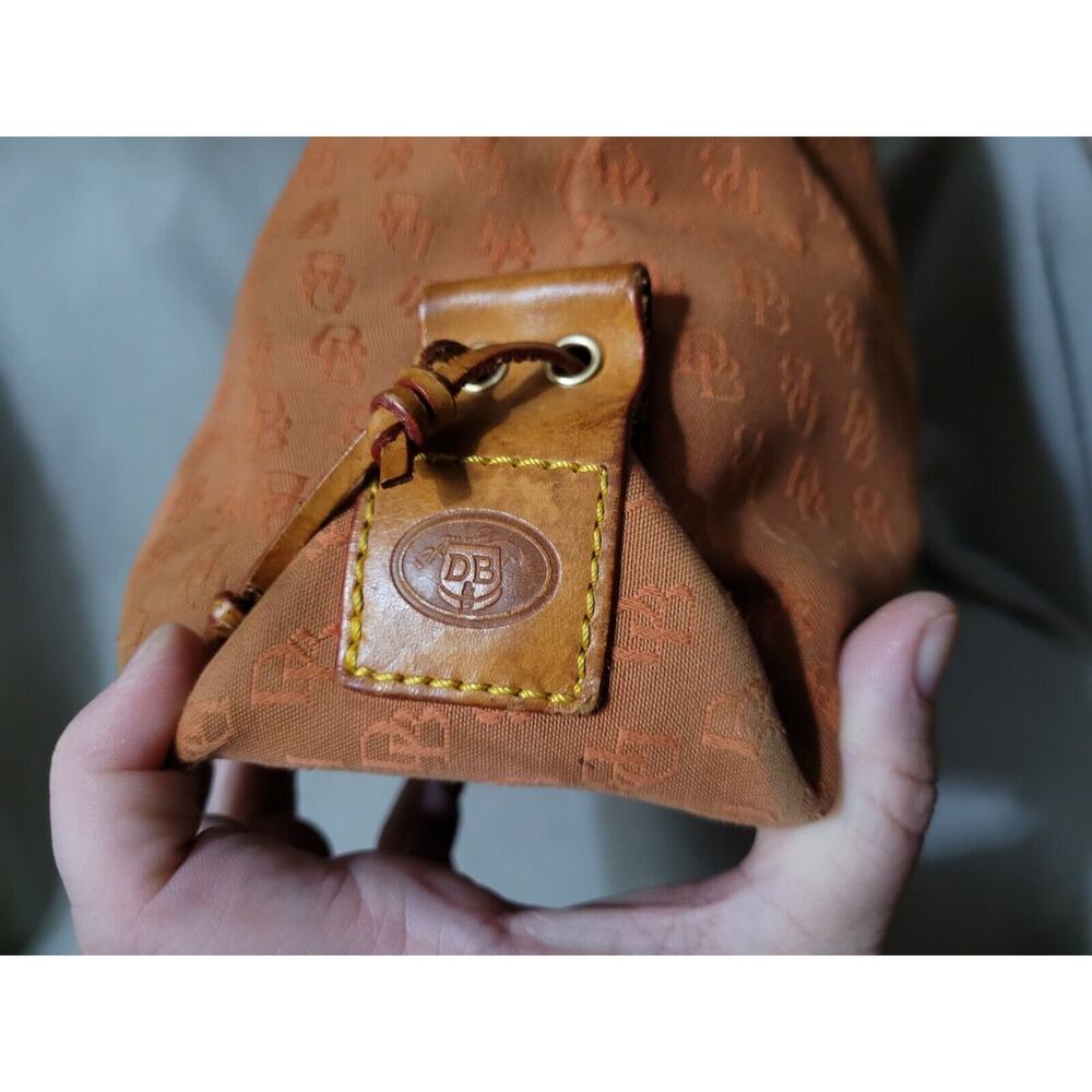 Dooney and Bourke Large Purse Orange Signature DB Canvas Leather Vintage Brown - Picture 12 of 16